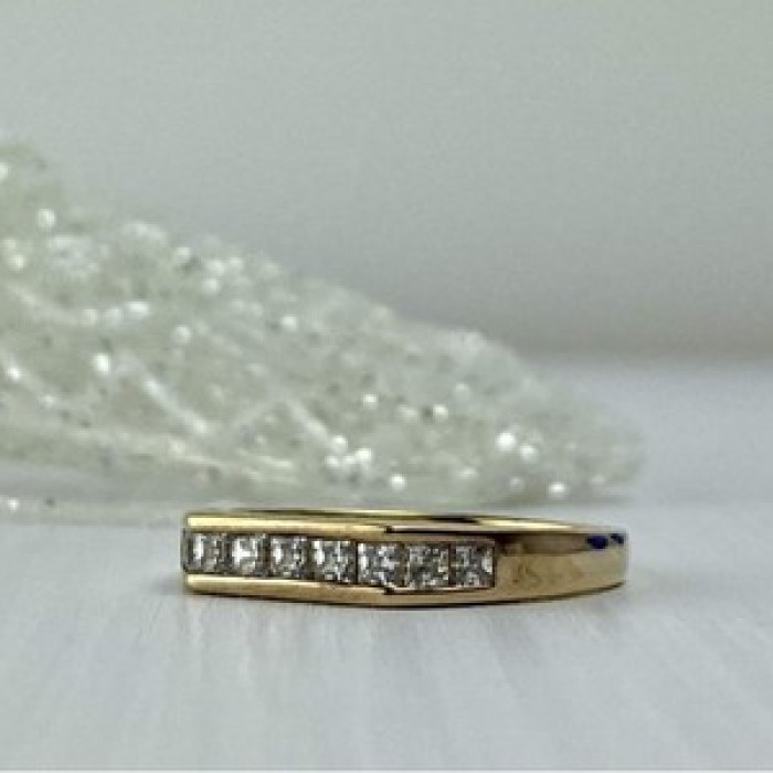 925 Sterling Silver Gold Plated CZ Ring Size 7