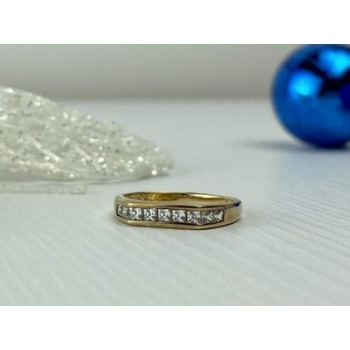 925 Sterling Silver Gold Plated CZ Ring Size 7