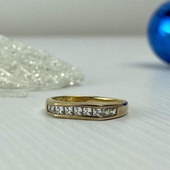 925 Sterling Silver Gold Plated CZ Ring Size 7