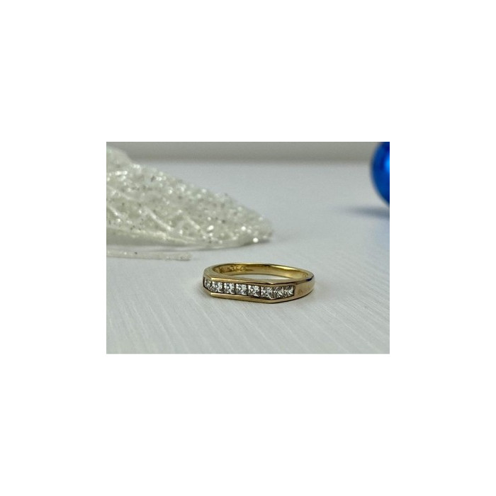 925 Sterling Silver Gold Plated CZ Ring Size 7