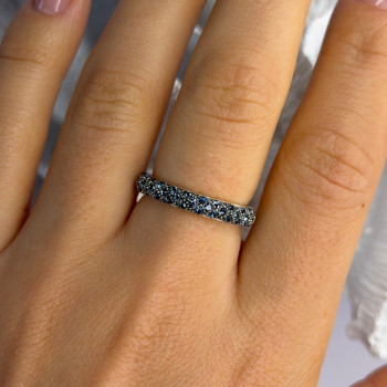925 Sterling Silver Aquamarine Band Ring Size 8