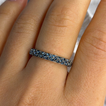 925 Sterling Silver Aquamarine Band Ring Size 8
