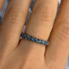 925 Sterling Silver Aquamarine Band Ring Size 8