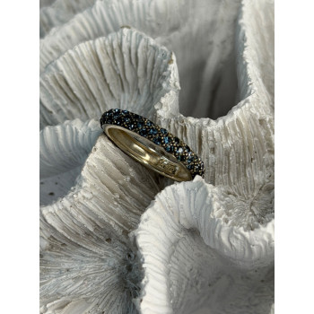 925 Sterling Silver Aquamarine Band Ring Size 8