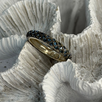 925 Sterling Silver Aquamarine Band Ring Size 8