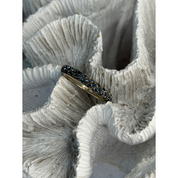 925 Sterling Silver Aquamarine Band Ring Size 8