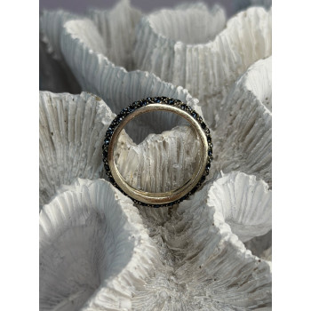 925 Sterling Silver Aquamarine Band Ring Size 8