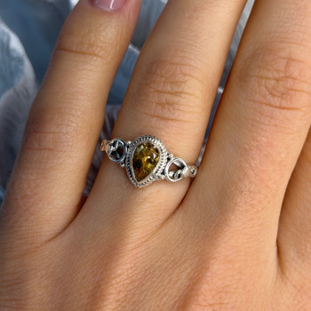 925 Sterling Silver Citrine Ring Size 7
