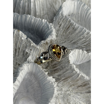 925 Sterling Silver Citrine Ring Size 7