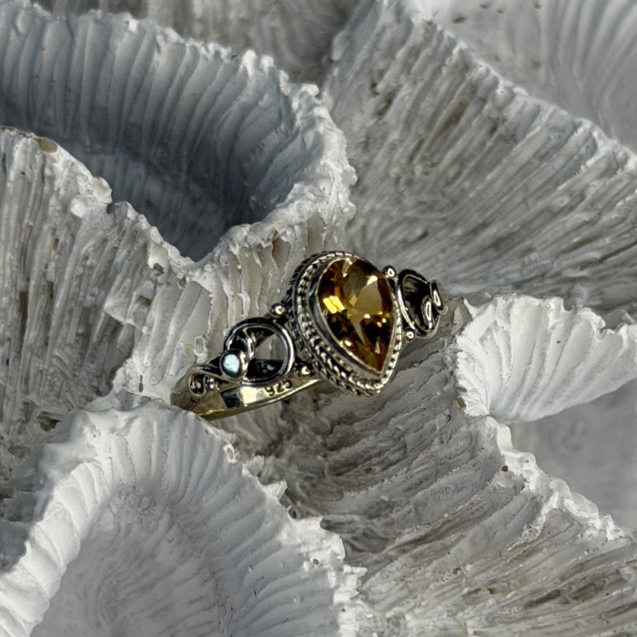 925 Sterling Silver Citrine Ring Size 7