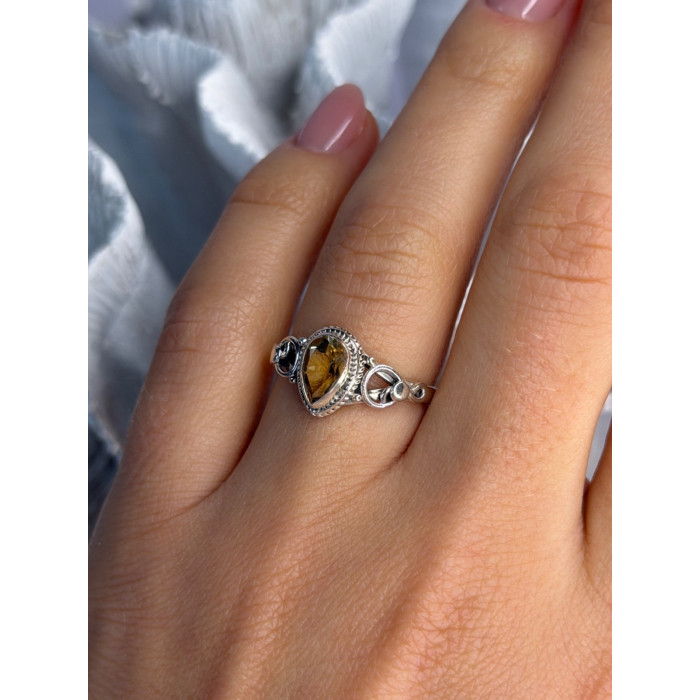 925 Sterling Silver Citrine Ring Size 7