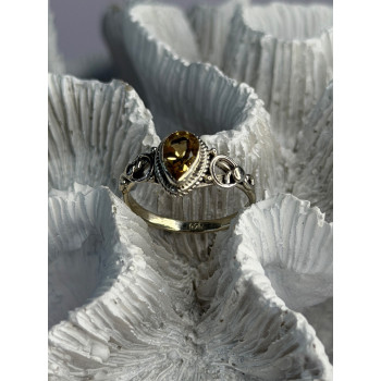 925 Sterling Silver Citrine Ring Size 7