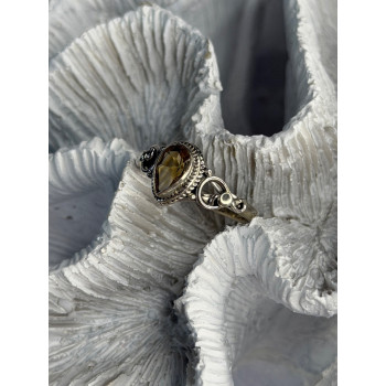 925 Sterling Silver Citrine Ring Size 7