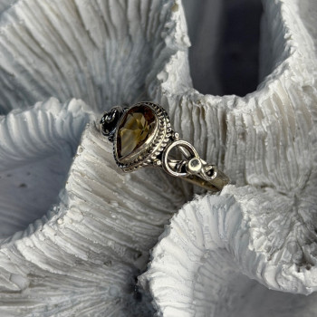 925 Sterling Silver Citrine Ring Size 7