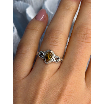 925 Sterling Silver Citrine Ring Size 7