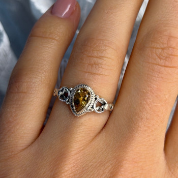 925 Sterling Silver Citrine Ring Size 7