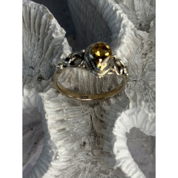 925 Sterling Silver Citrine Ring Size 7