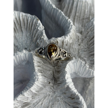 925 Sterling Silver Citrine Ring Size 7
