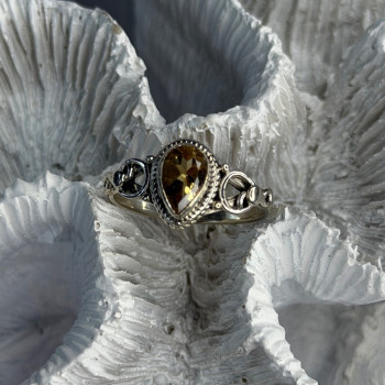 925 Sterling Silver Citrine Ring Size 7