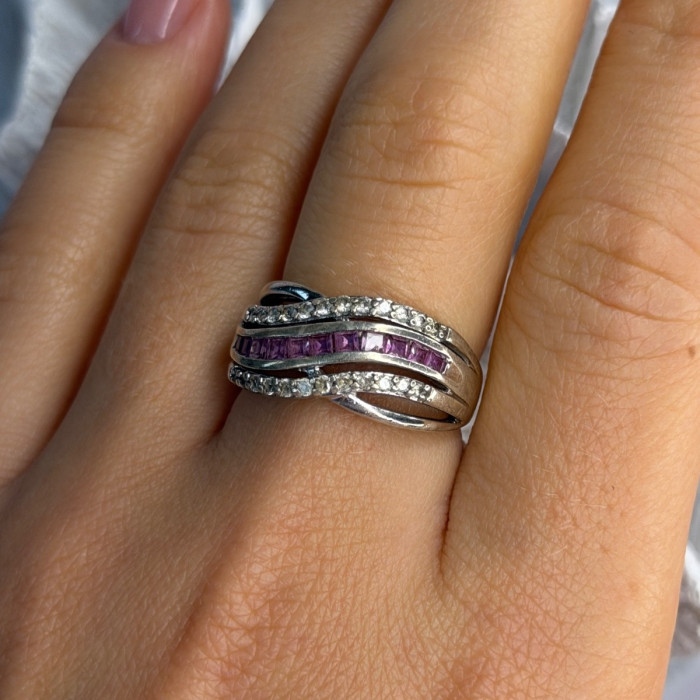 925 Sterling Silver 7 in 1  Interlocking Rolling Ring Size 11