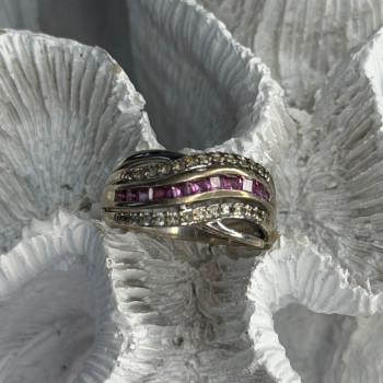 925 Sterling Silver 7 in 1  Interlocking Rolling Ring Size 11