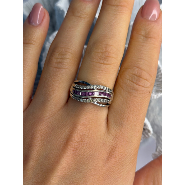 925 Sterling Silver Pink & White Spinel Ring Size 7.5