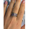 925 Sterling Silver Pink & White Spinel Ring Size 7.5