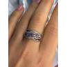 925 Sterling Silver Pink & White Spinel Ring Size 7.5
