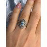 925 Sterling Silver Topaz & Marcasite Ring Size 7