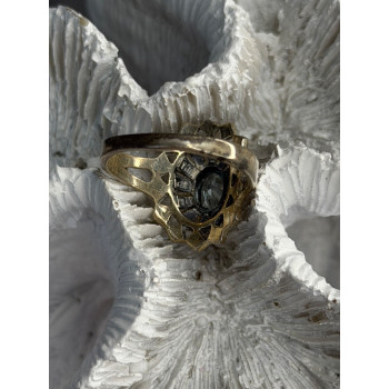 925 Sterling Silver Topaz & Marcasite Ring Size 7