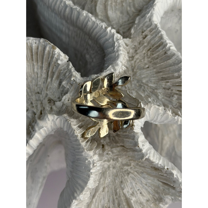925 Sterling Silver Leaf Abalone Ring Size 8.5