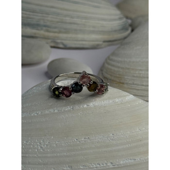 Beautiful Design 925 Sterling Silver Multi Color Spinel Ring Size 8