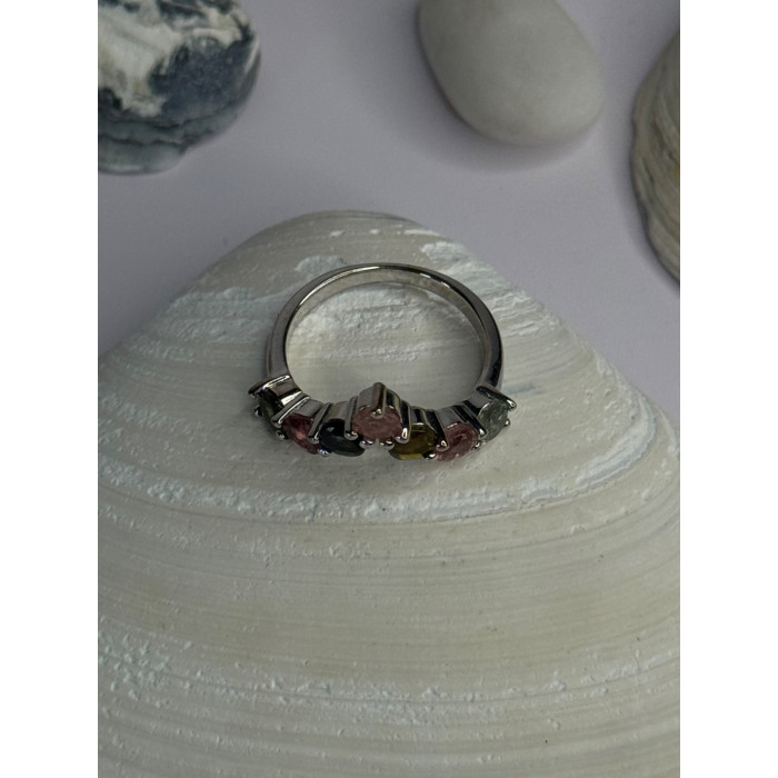 Beautiful Design 925 Sterling Silver Multi Color Spinel Ring Size 8