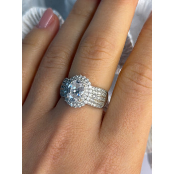 Beautiful 925 Sterling Silver Cz Ring Size 8