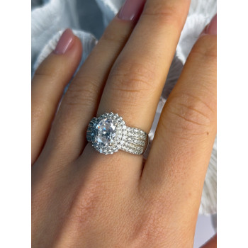 Beautiful 925 Sterling Silver Cz Ring Size 8