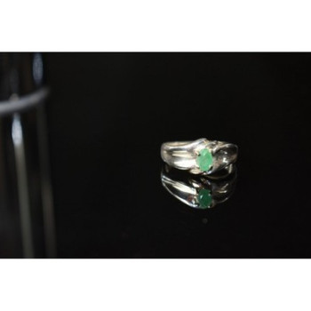 925 Sterling Silver Emerald Ring Size 9.5