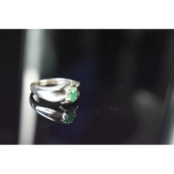 925 Sterling Silver Emerald Ring Size 9.5
