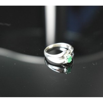 925 Sterling Silver Emerald Ring Size 9.5
