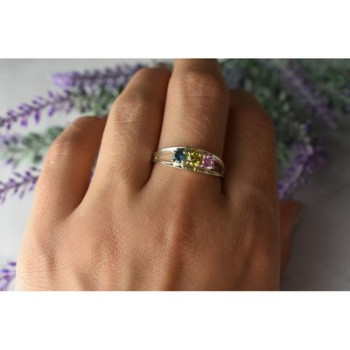 925 Sterling Silver Multicolor CZ Ring Size 9.5