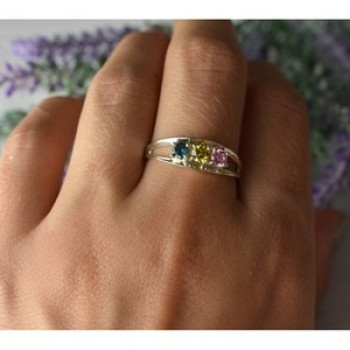 925 Sterling Silver Multicolor CZ Ring Size 9.5