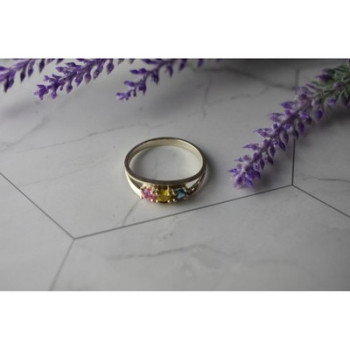 925 Sterling Silver Multicolor CZ Ring Size 9.5