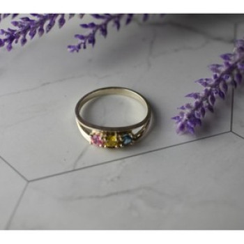 925 Sterling Silver Multicolor CZ Ring Size 9.5