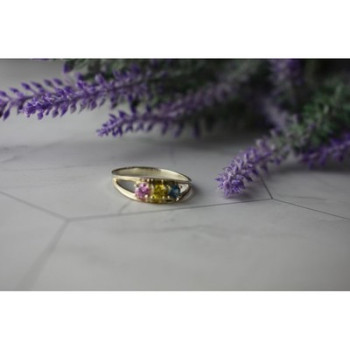 925 Sterling Silver Multicolor CZ Ring Size 9.5