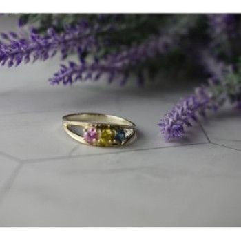 925 Sterling Silver Multicolor CZ Ring Size 9.5