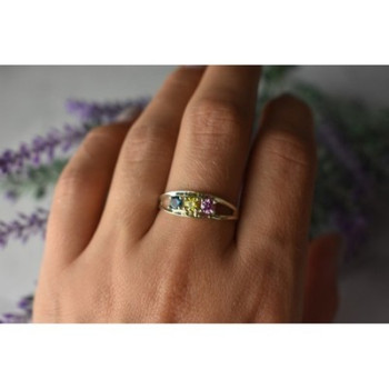 925 Sterling Silver Multicolor CZ Ring Size 9.5