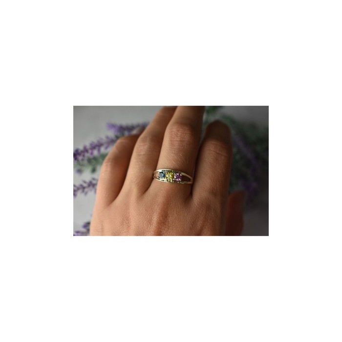 925 Sterling Silver Multicolor CZ Ring Size 9.5