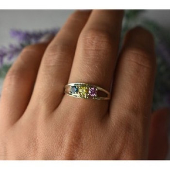 925 Sterling Silver Multicolor CZ Ring Size 9.5