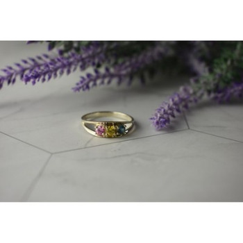 925 Sterling Silver Multicolor CZ Ring Size 9.5