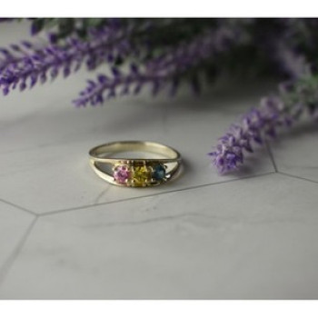 925 Sterling Silver Multicolor CZ Ring Size 9.5
