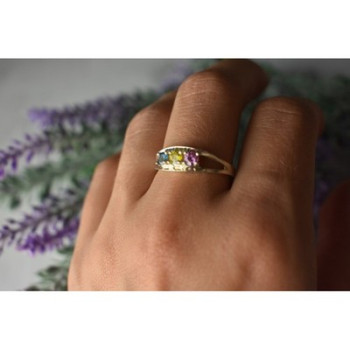 925 Sterling Silver Multicolor CZ Ring Size 9.5